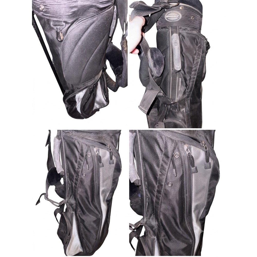 Knight Golf Stand Bag Black Grey Lightweight Dual Strap Carry Bag with Stand